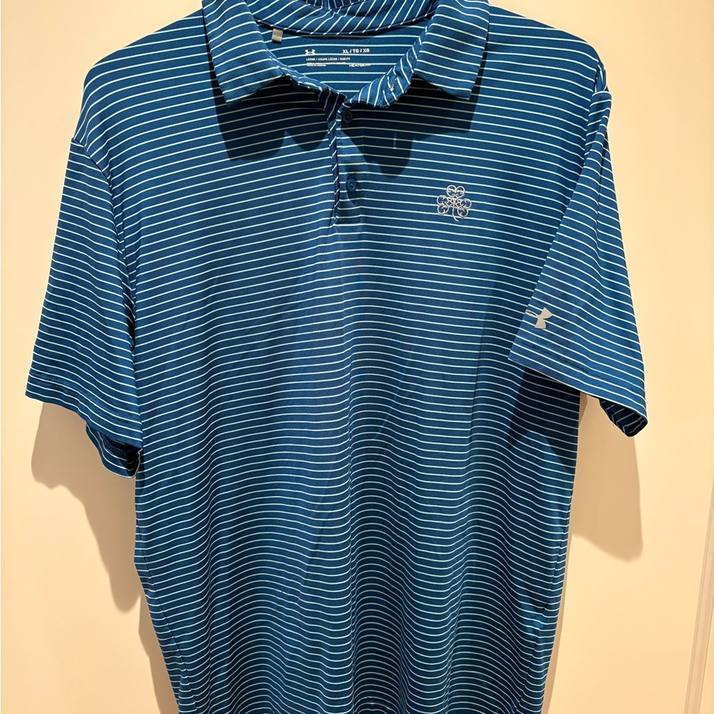 Under Armour Blue Polo Shirt with Stripes
